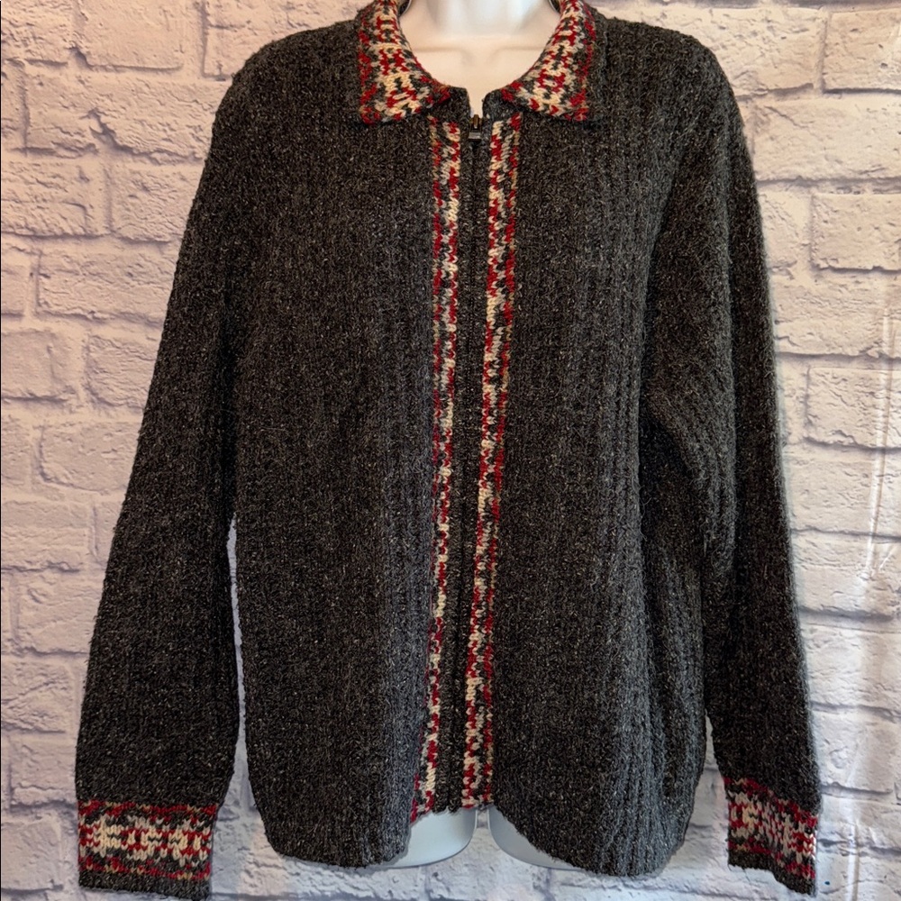 Vintage St. John's Bay Authentic Gray Sweater Zip-up size Large